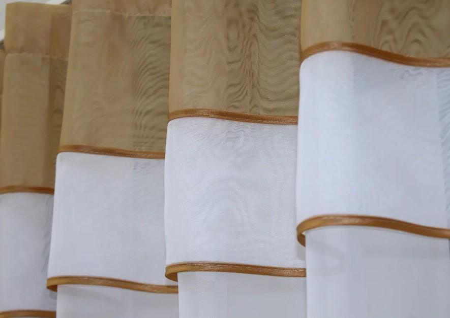 Фіранка кухонна 280х170 см Бурштиновий/Білий (110к) - фото 5