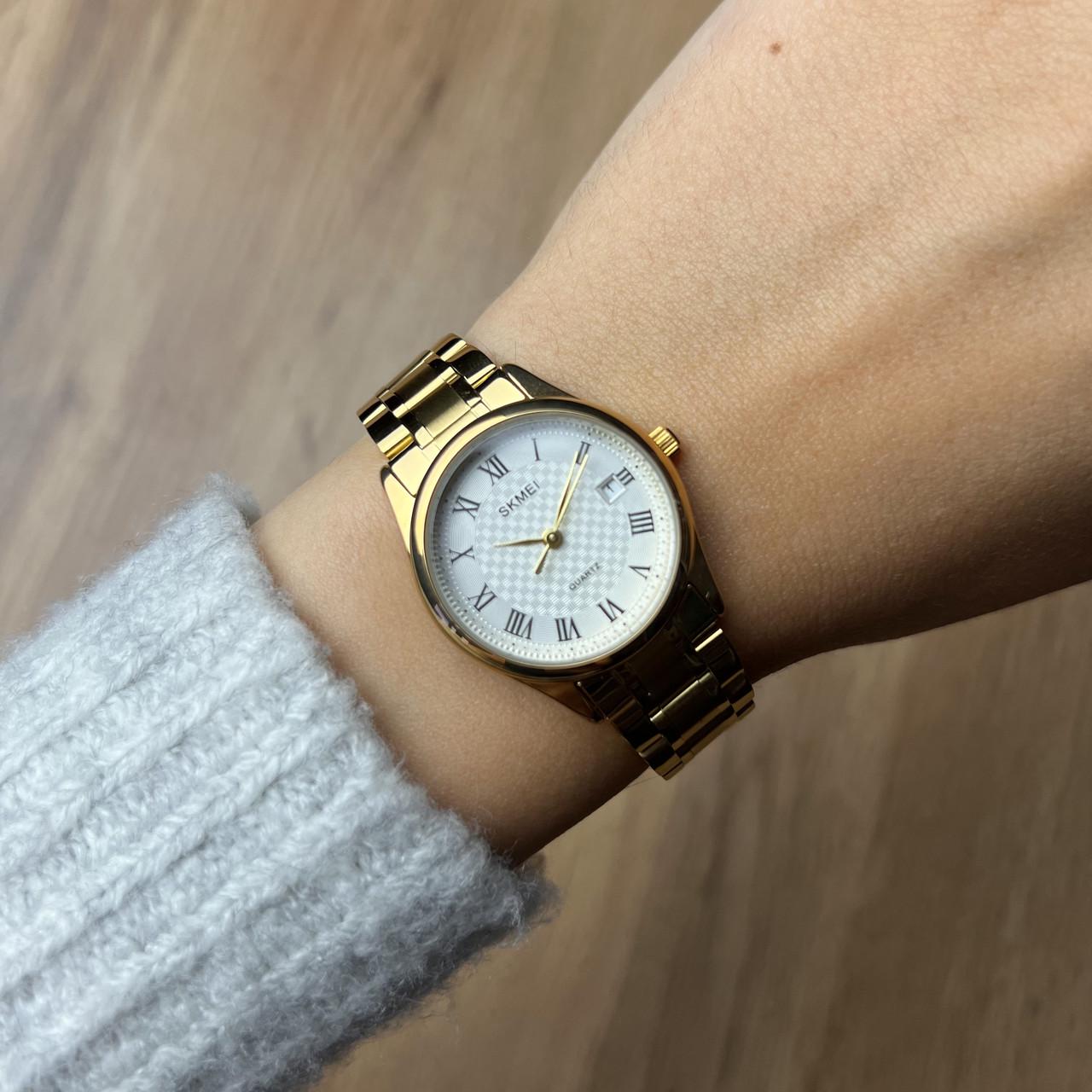 Годинник жіночий металевий Skmei з датою Золотистий (z071-3) - фото 2 Годинник жіночий металевий Skmei з датою Золотистий (z071-3) - фото 2
