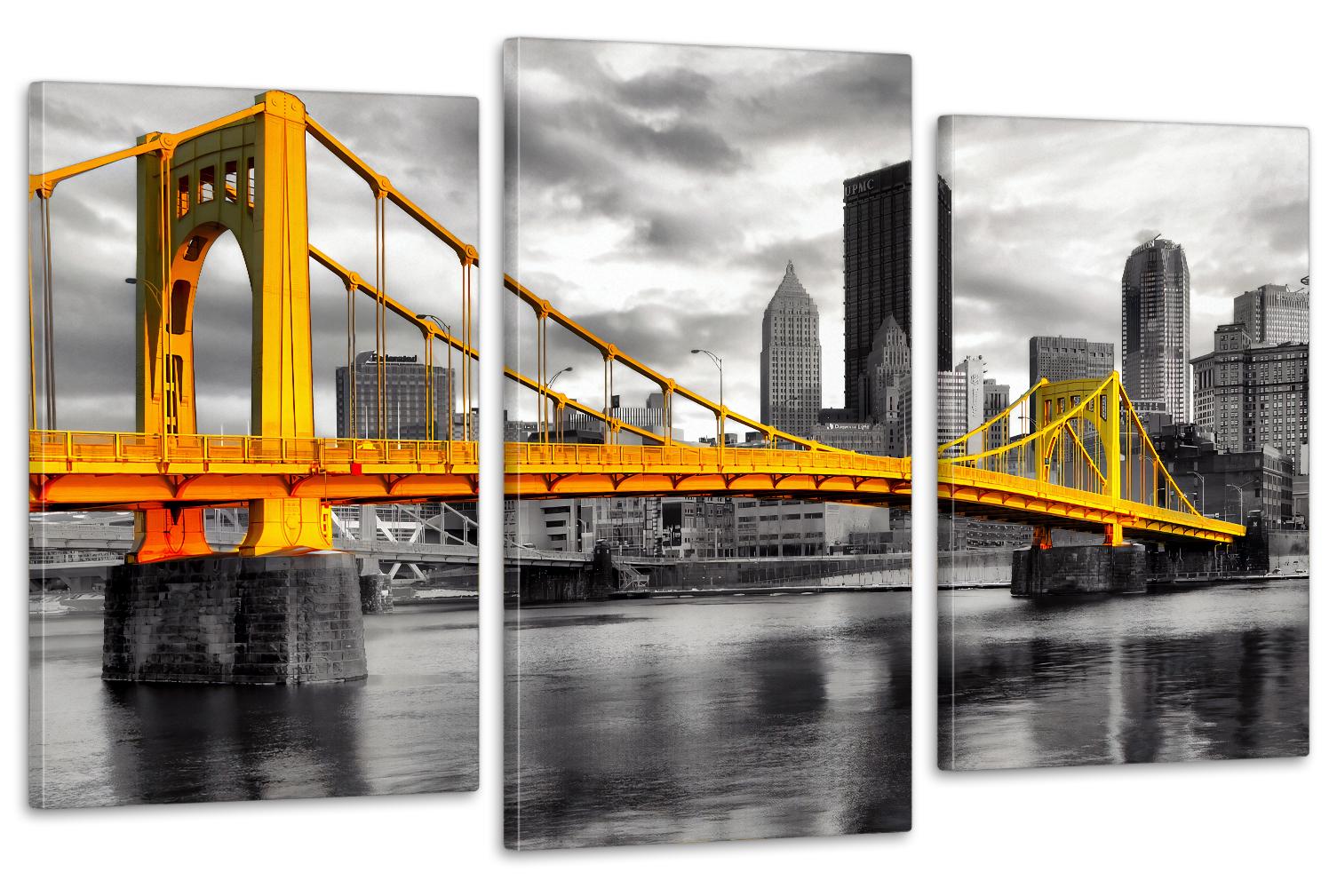 Картина модульная в гостиную/спальню Золотой мост Нью-Йорк 70х130 см (Art-675_3)