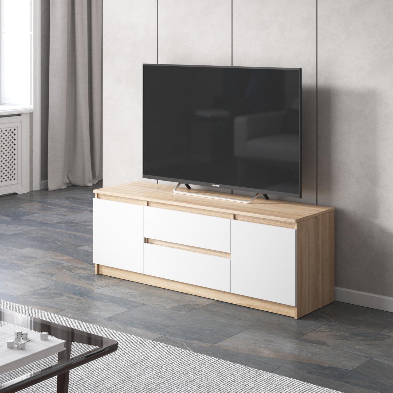 Тумба под телевизор Вайс R-28 1402х400х531 мм Дуб сонома/Белый фасад (30668733) - фото 1 Тумба под телевизор Вайс R-28 1402х400х531 мм Дуб сонома/Белый фасад (30668733) - фото 1