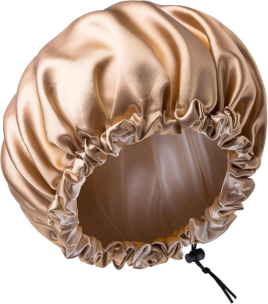 Шапочка для сну сатинова двостороння регульована Бежевий (25793852)