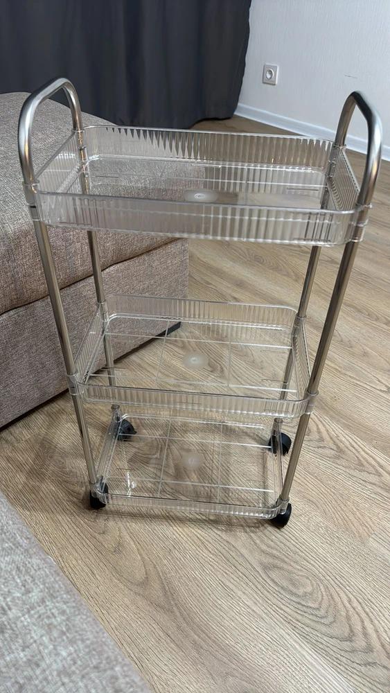 Полочка-этажерка Elysis MK-23 3-ярусная из пластика на колесиках Прозрачный (14124141) - фото 6