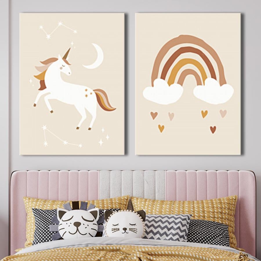 Модульная картина на холсте диптих Единорог и радуга 79x50 см (MK21261)