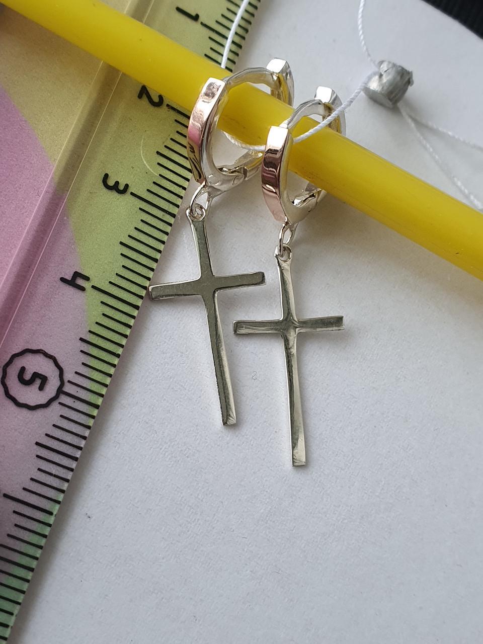 Срібні сережки Хрестики з вставкою золота 925/375 проба (26943916) - фото 9 Срібні сережки Хрестики з вставкою золота 925/375 проба (26943916) - фото 9