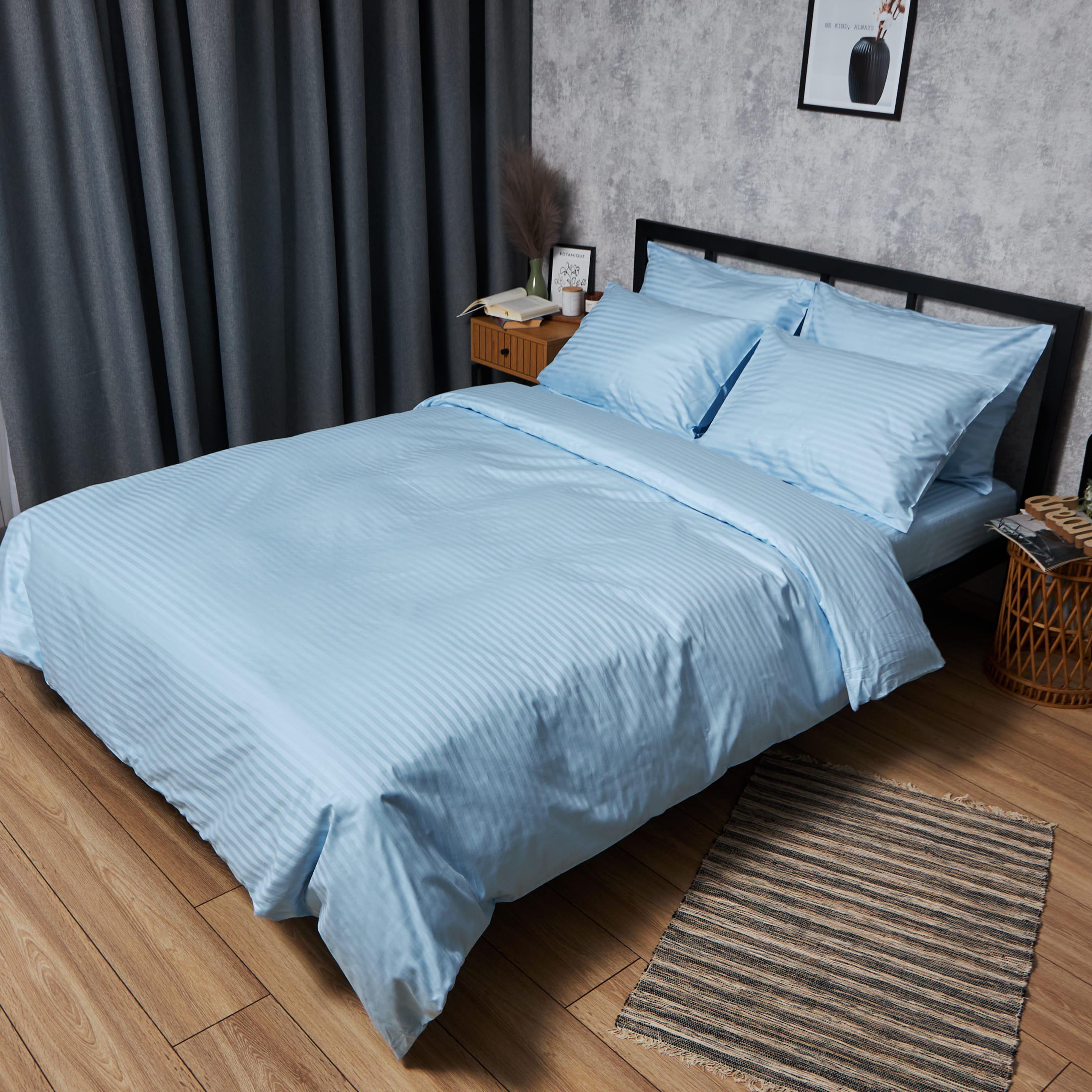Комплект постільної білизни Moon&Star Satin Stripe Ocean Calm king size наволочки 2 шт./220x240 см (MS-820008647)