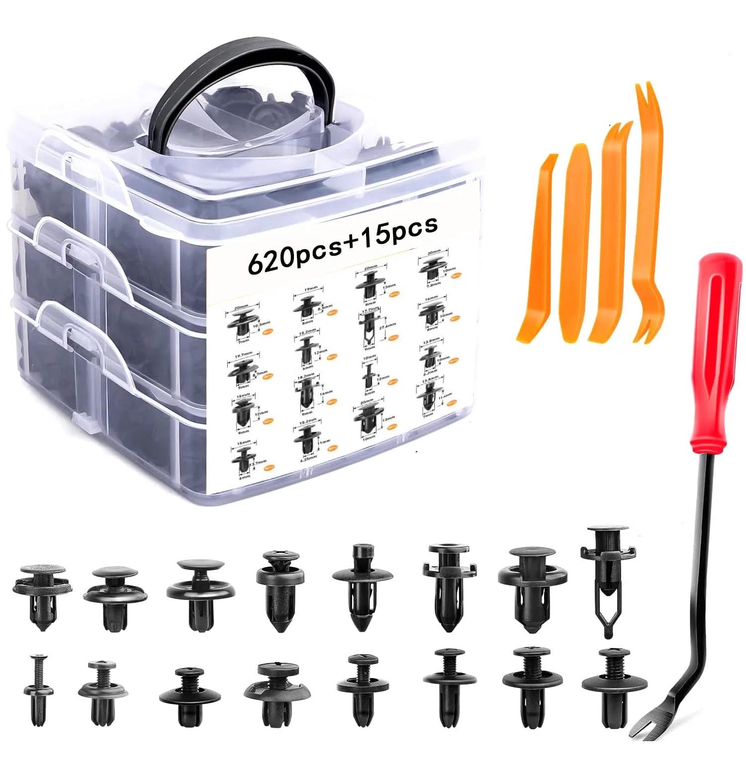 Набір кліпс і фіксаторів для авто 625 шт. з інструментами для зняття обшивки (AT-09)