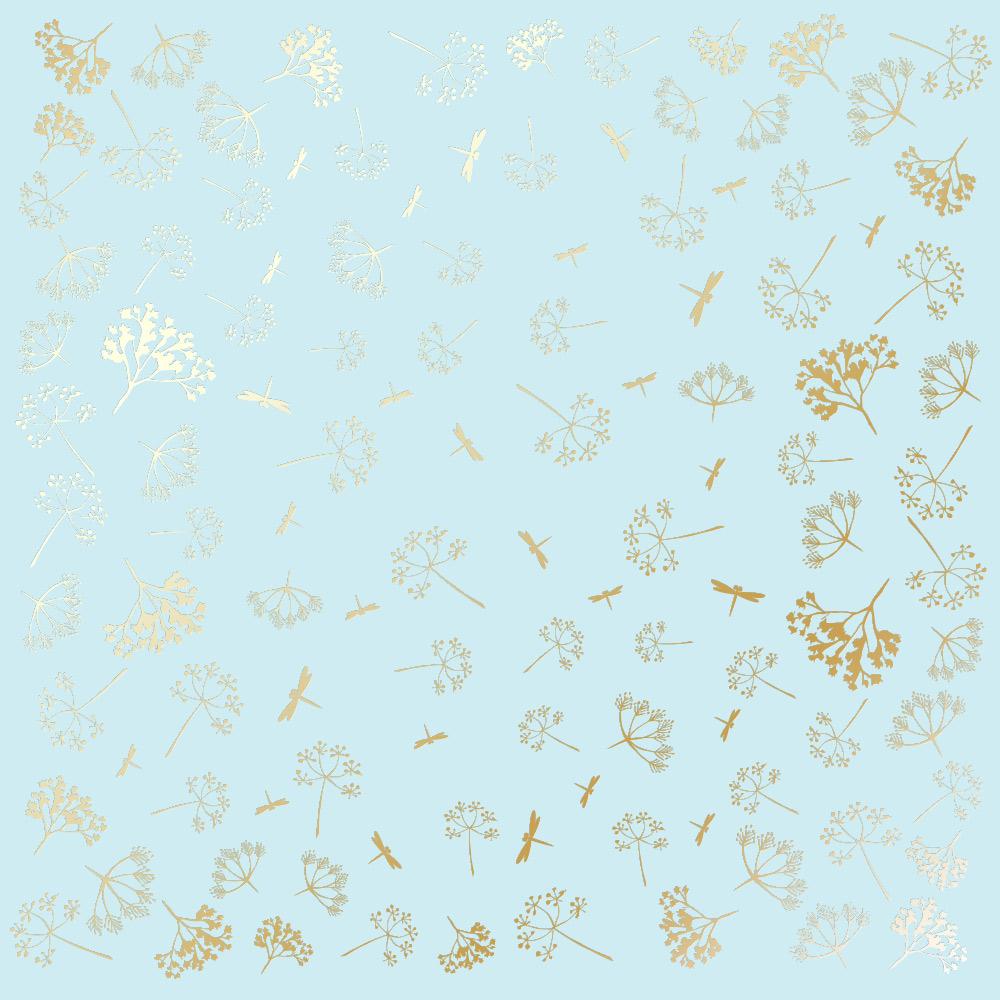 Лист бумаги односторонний Golden Dill с фольгированием 30,5х30,5 см Blue