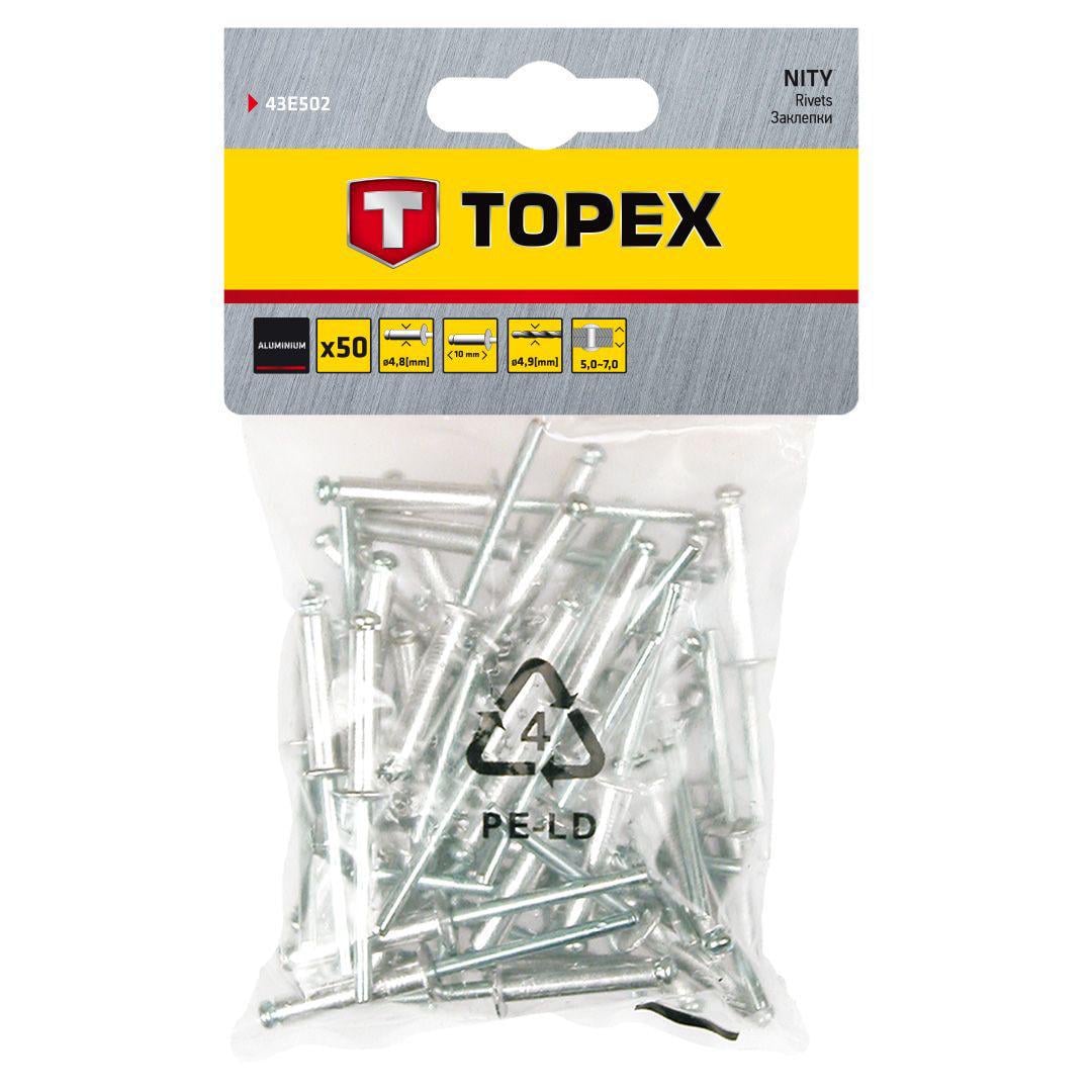 Заклепки Topex алюмінієві 4,8x10 мм 50 шт. (23494)