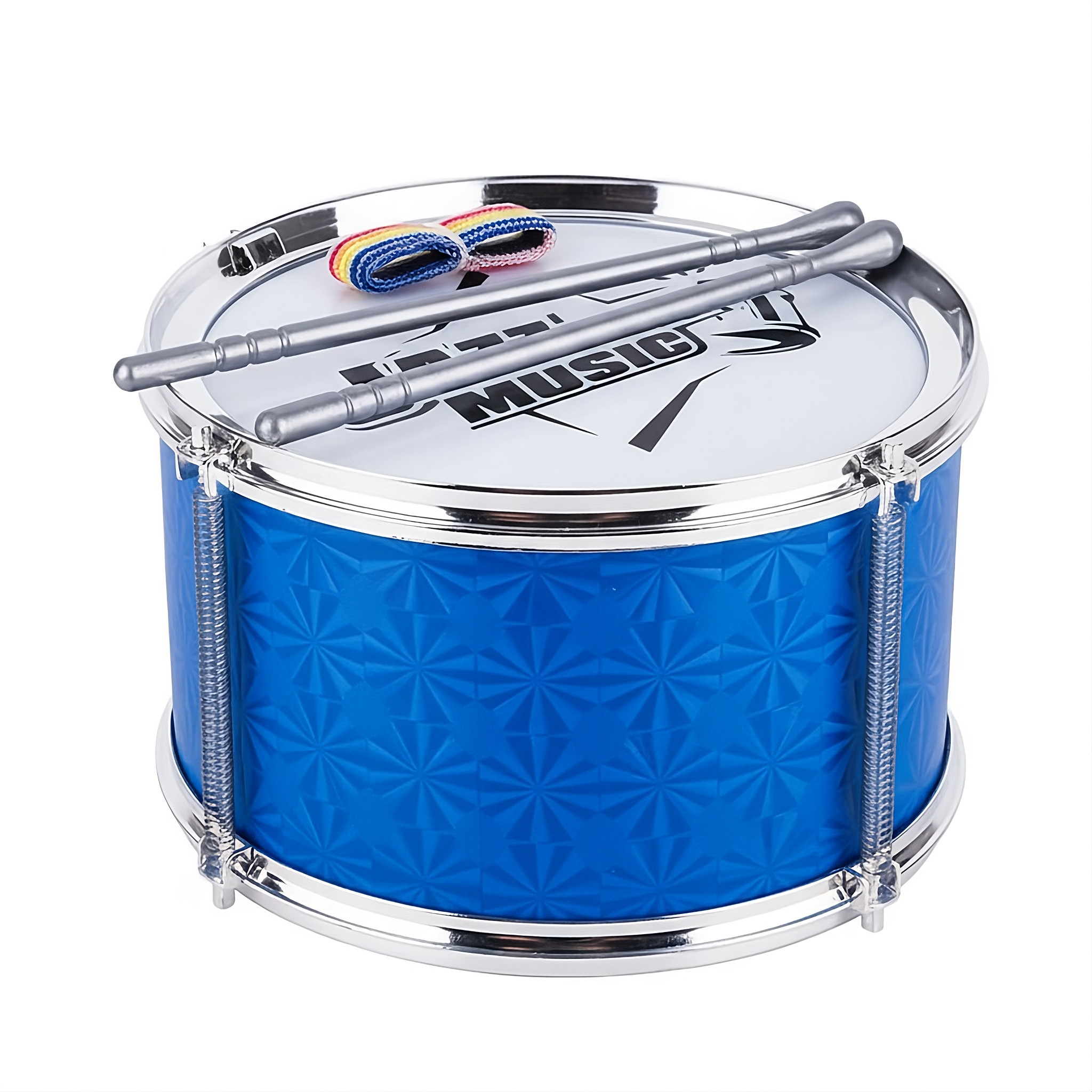 Детский музыкальный барабан 3366 с барабанными палочками и лентой Синий (3366)