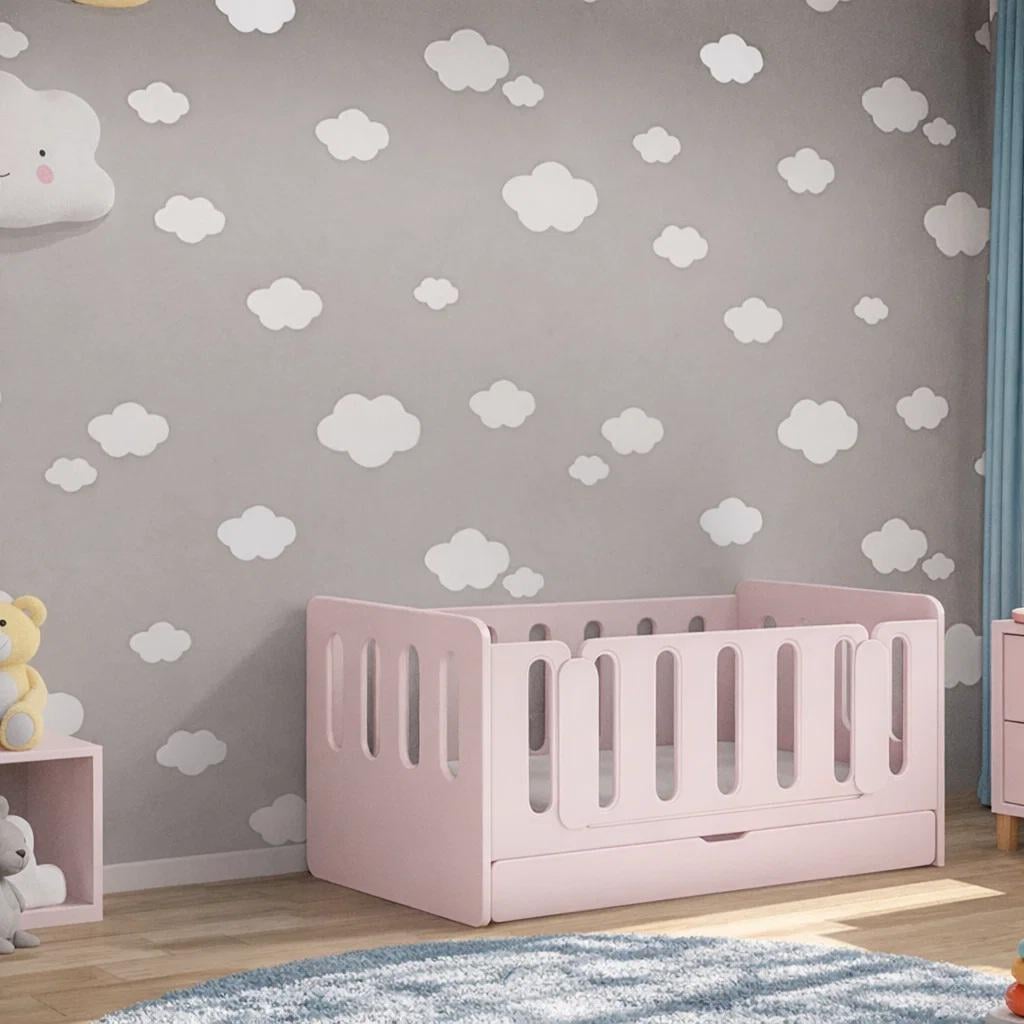 Детская кроватка одноярусная Малыш-01 приставная Розовый