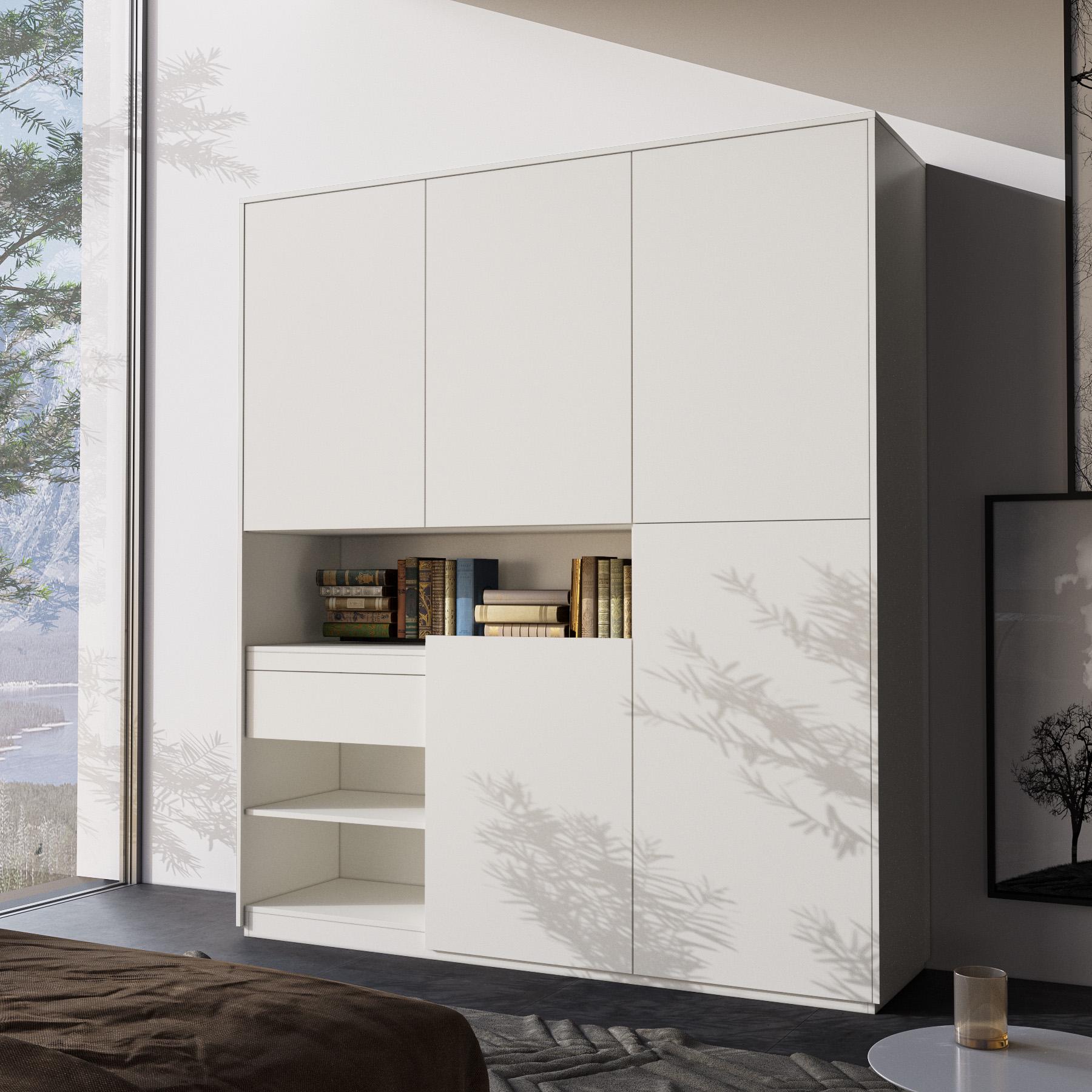 Шафа розпашна з відкритими полицями для книг 1844x2100x500 мм Білий (mrs-2-wh)