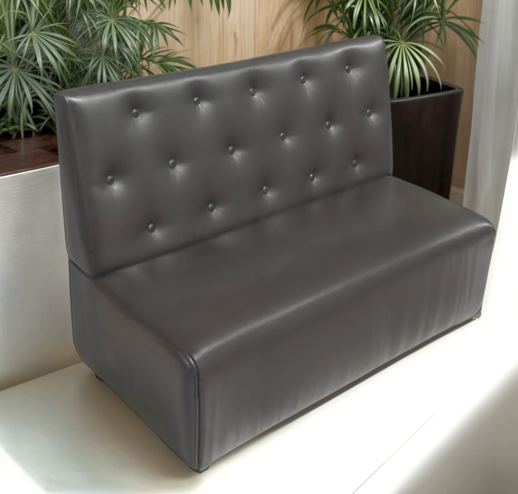 Диван для кафе Tobi Sho Бостон з високою спинкою та гудзиками 1200x630x850 мм шкірозамінник Сірий (2233) - фото 1 Диван для кафе Tobi Sho Бостон з високою спинкою та гудзиками 1200x630x850 мм шкірозамінник Сірий (2233) - фото 1