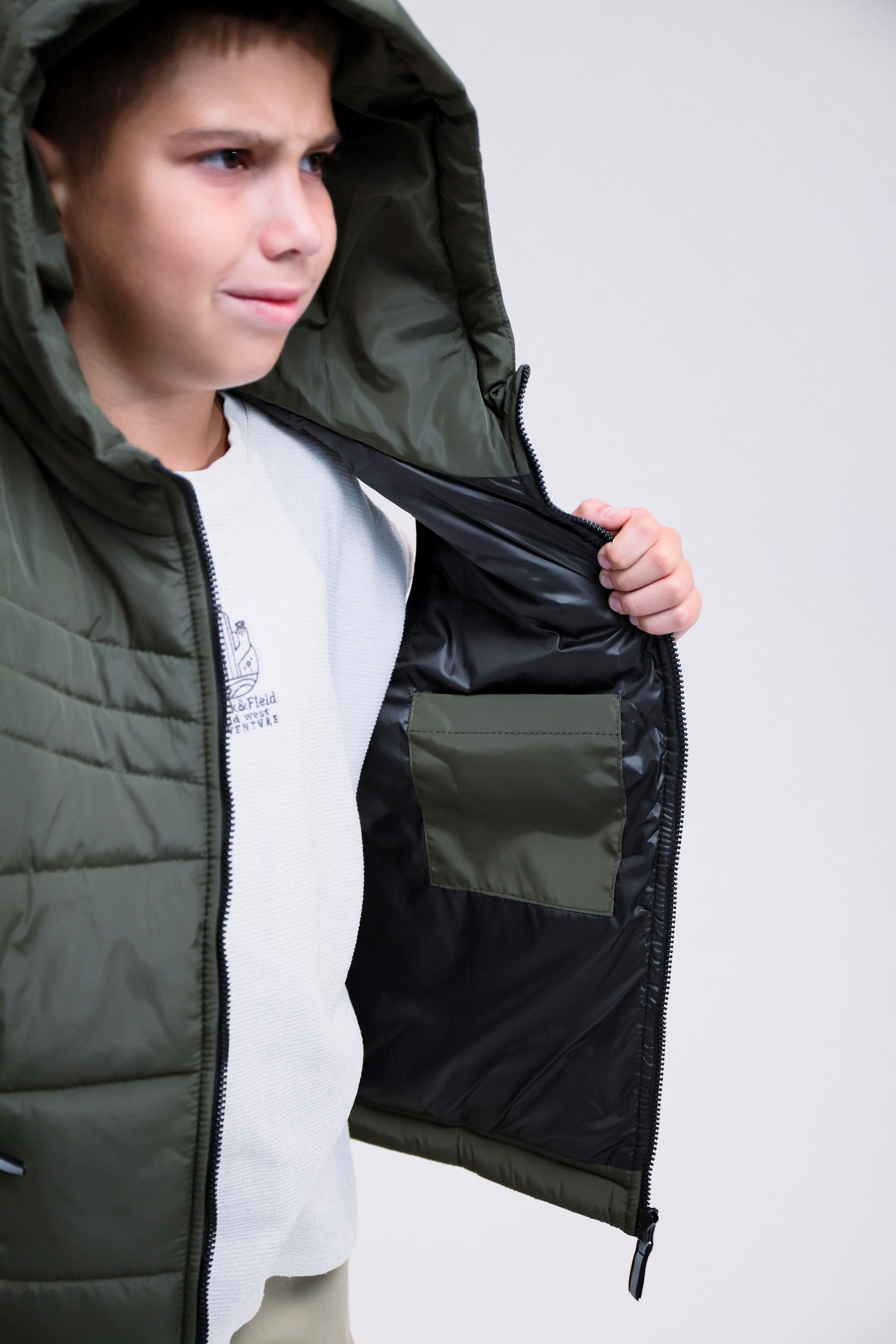 Жилетка детская подростковая на мальчика демисезонная Хаки (грін-хк134) - фото 6 Жилетка детская подростковая на мальчика демисезонная Хаки (грін-хк134) - фото 6