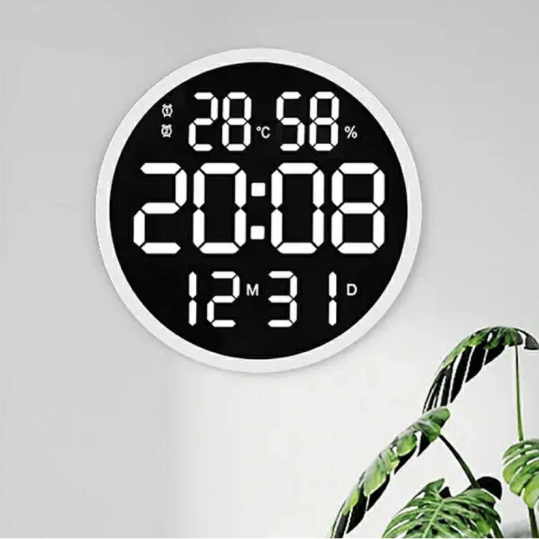 Часы настенные электронные Mids с термометром гигрометром и календарем (NS-30W)