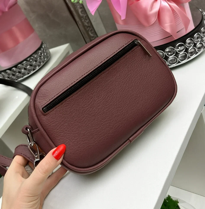 Сумка клатч жіноча через плече замшева крос боді містка з плечевим ременем Темна пудра - фото 5