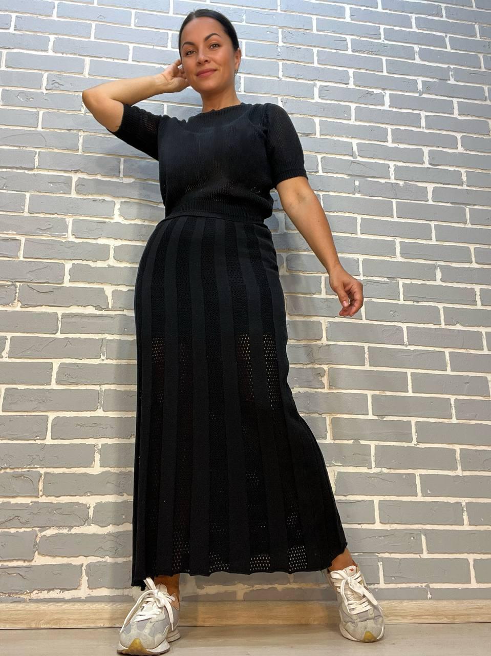 Костюм женский MINTAS 4222 юбка длинная с регланом OS Черный (2504) - фото 2 Костюм женский MINTAS 4222 юбка длинная с регланом OS Черный (2504) - фото 2