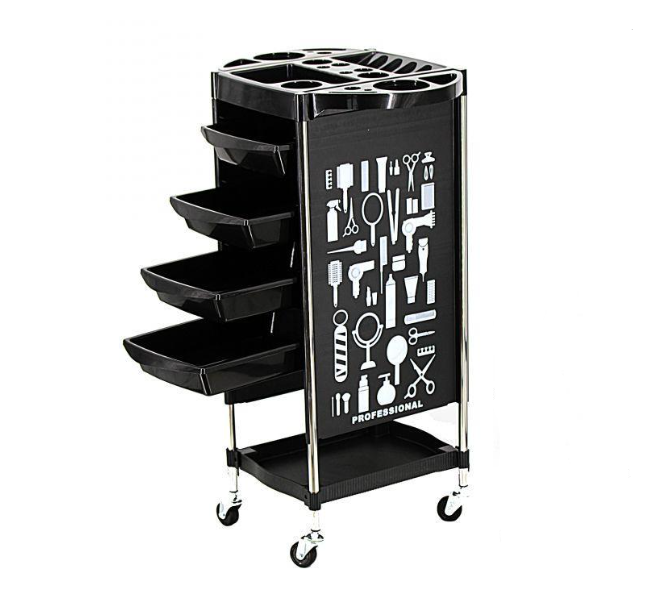 Тележка для парикмахера на 5 полочек Черная (TDS-802)