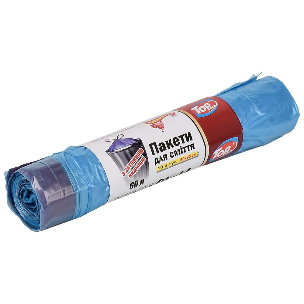 Мусорные пакеты с затяжками суперпрочные TP4-101-4 TOP PACK 60 л 10 шт. 60x80 см Мусорные пакеты с затяжками суперпрочные TP4-101-4 TOP PACK 60 л 10 шт. 60x80 см