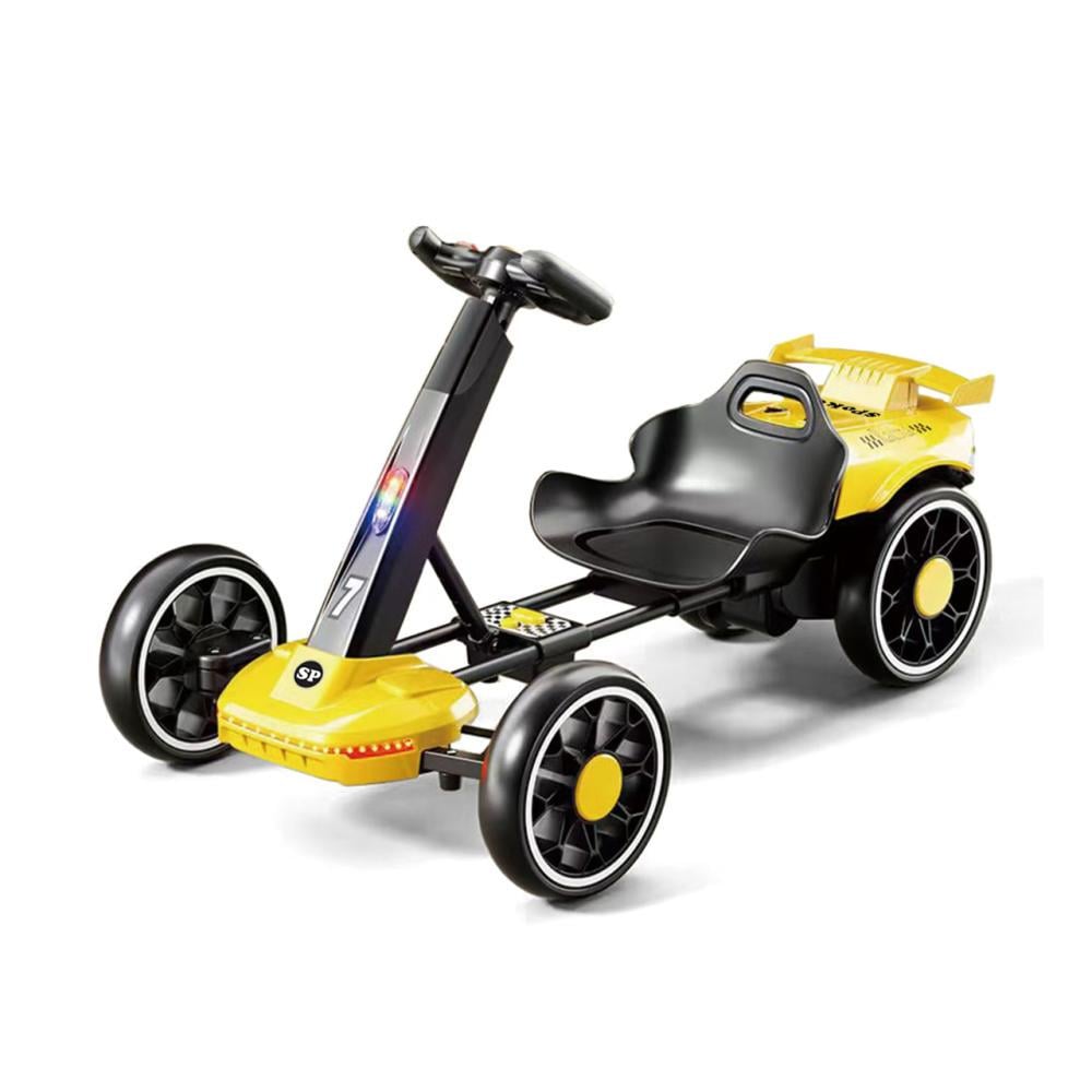 Детский электрокарт SPOKO SP-V18 гоночный аккумуляторный 6V с пультом Желтый (147-76-42412140)