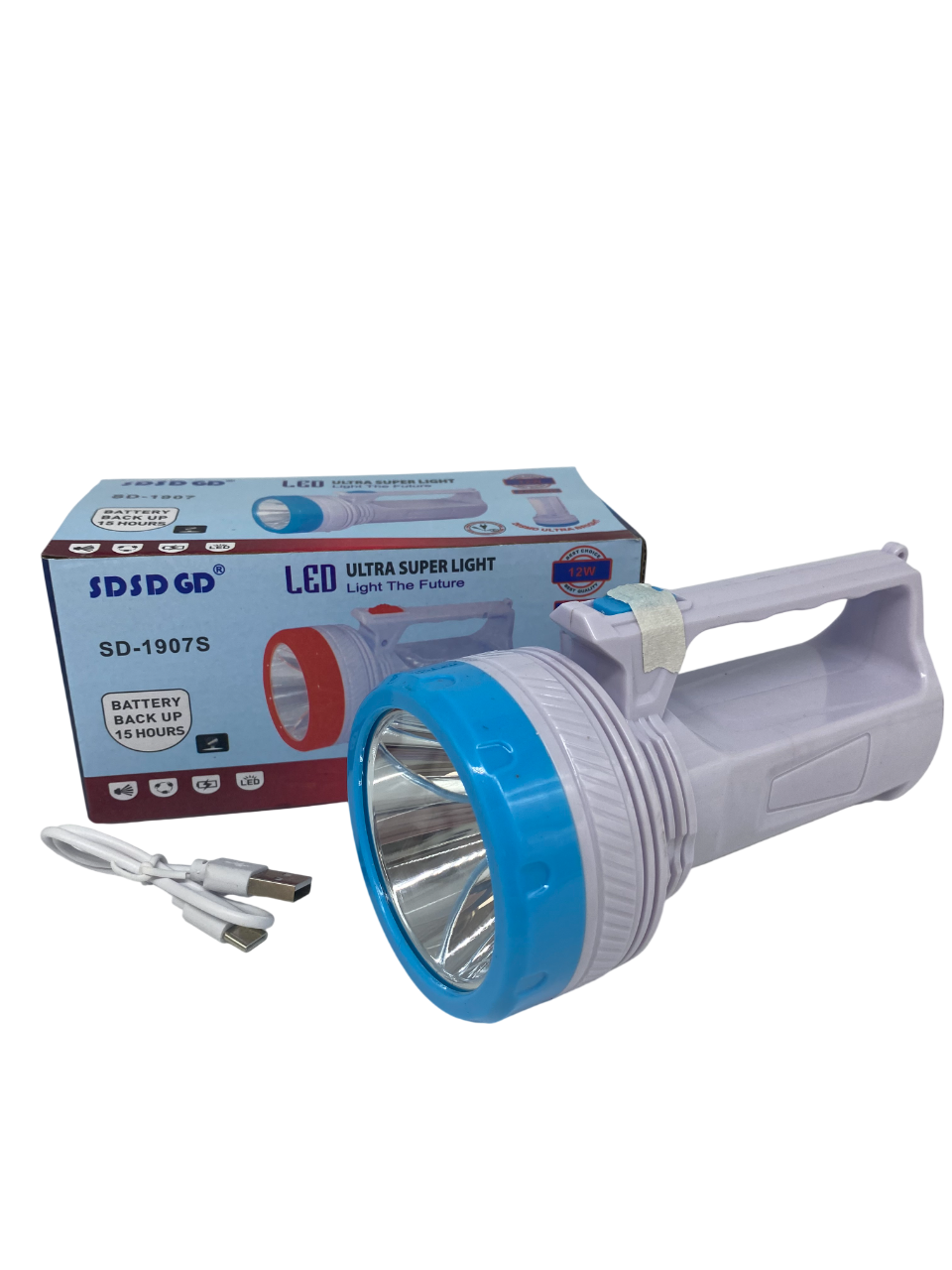 Ліхтар ручний LED з сонячною панеллю 12W Micro-USB Type-c 2 режими