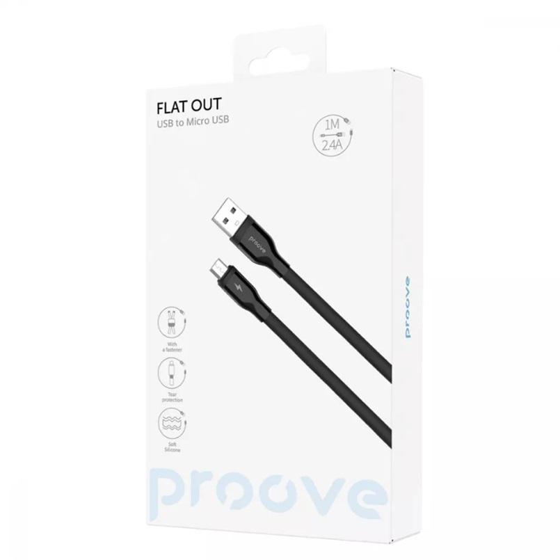 Кабель Proove Flat Out Micro USB 2,4 A 1 м Черный (50493 black) - фото 3