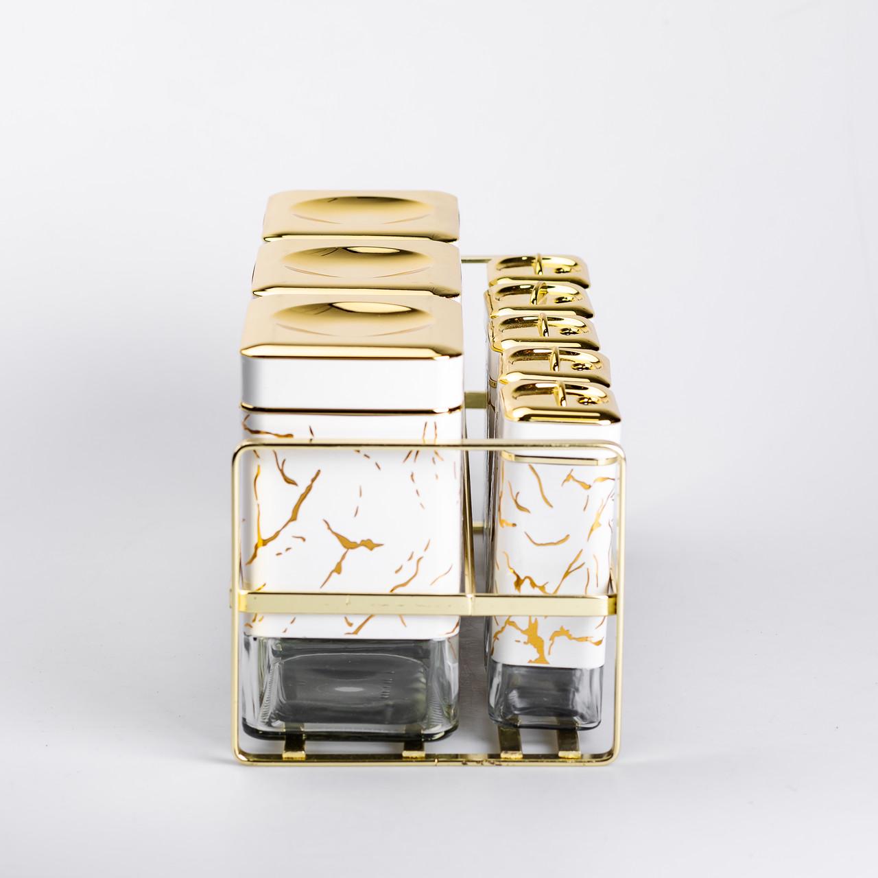 Набір ємностей для зберігання на металевій підставці 8 шт. по 650/150 мл Білий (HP-1365) - фото 5