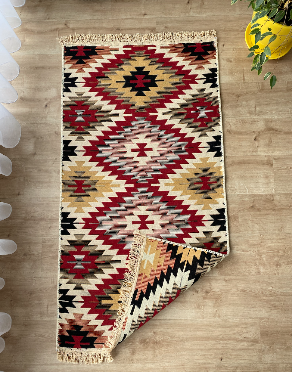 Коврик плетеный двухсторонний Shana Zummi 80x200 см Красный - фото 4