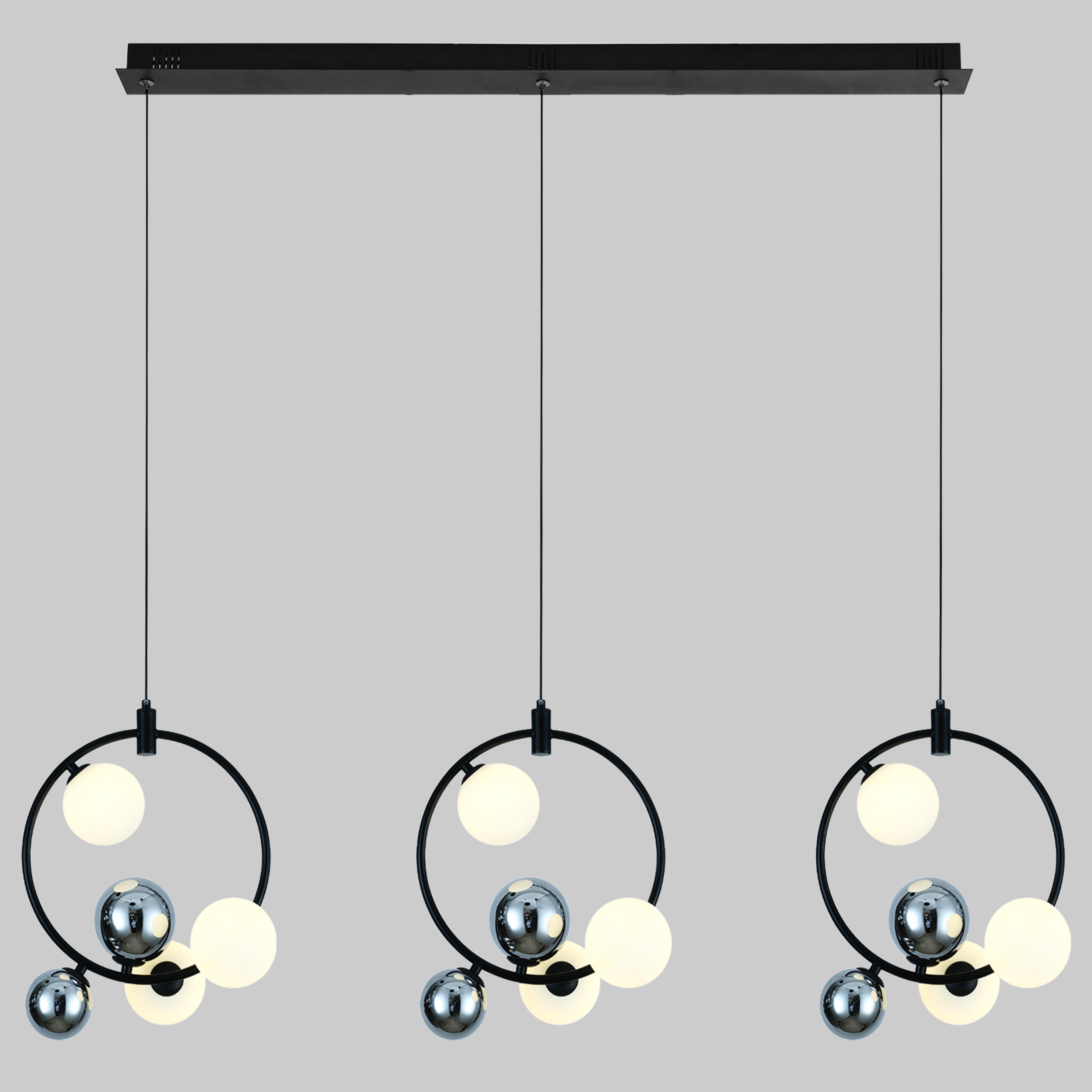 Люстра дизайнерська на 9 ламп Чорний (88-P68165-9 BK+CH+WH)