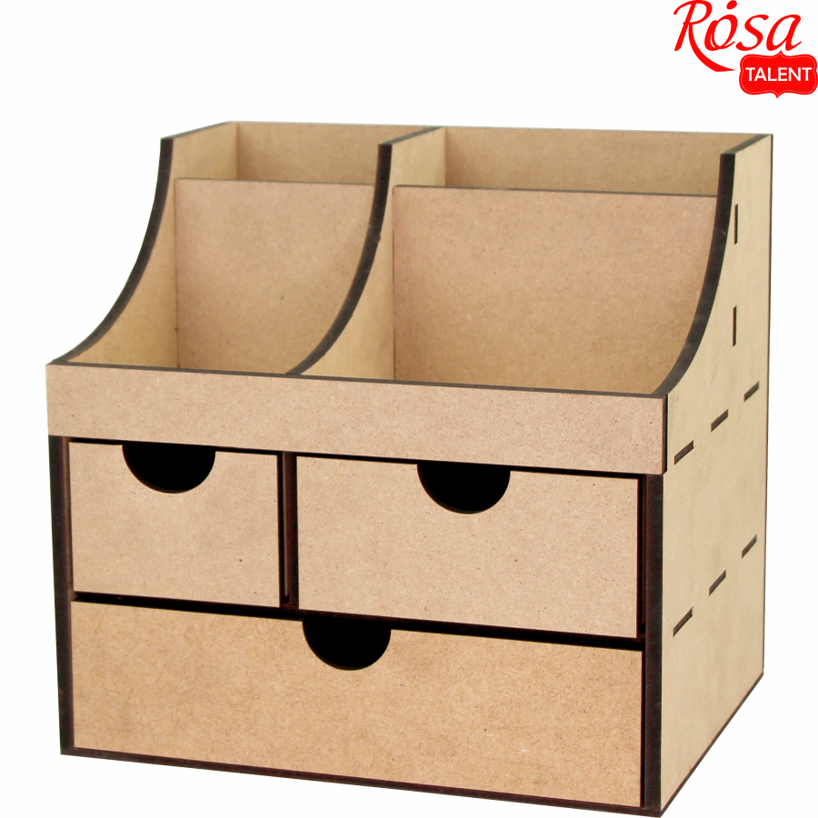 Декоративный комод-органайзер для декупажа Rosa Talent 3 ящика МДФ 24х19х23 см (4823098524977) - фото 3 Декоративный комод-органайзер для декупажа Rosa Talent 3 ящика МДФ 24х19х23 см (4823098524977) - фото 3