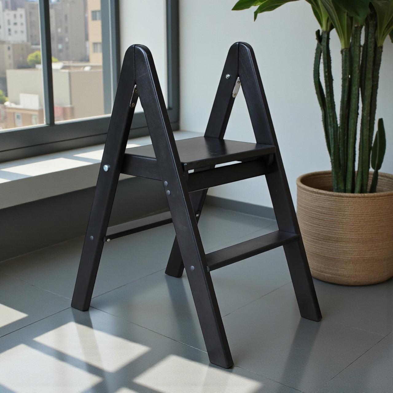 Табурет-лестница деревянный Студія Дерева Вільха бытовой двухсторонний 2 ступеньки Черный (31002872) - фото 1 Табурет-лестница деревянный Студія Дерева Вільха бытовой двухсторонний 2 ступеньки Черный (31002872) - фото 1