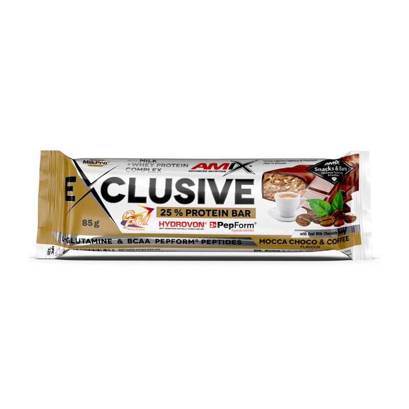 Протеиновый батончик 22 г белка AMIX Exclusive Protein Bar 25% 85 г Моко/Шоколад/Кава