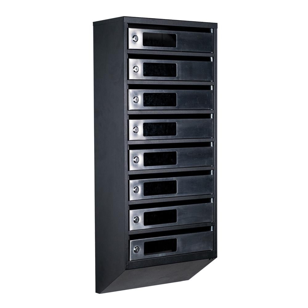 Ящик почтовый многосекционный ЯП08C Черный/Нержавеющая сталь (24061056)