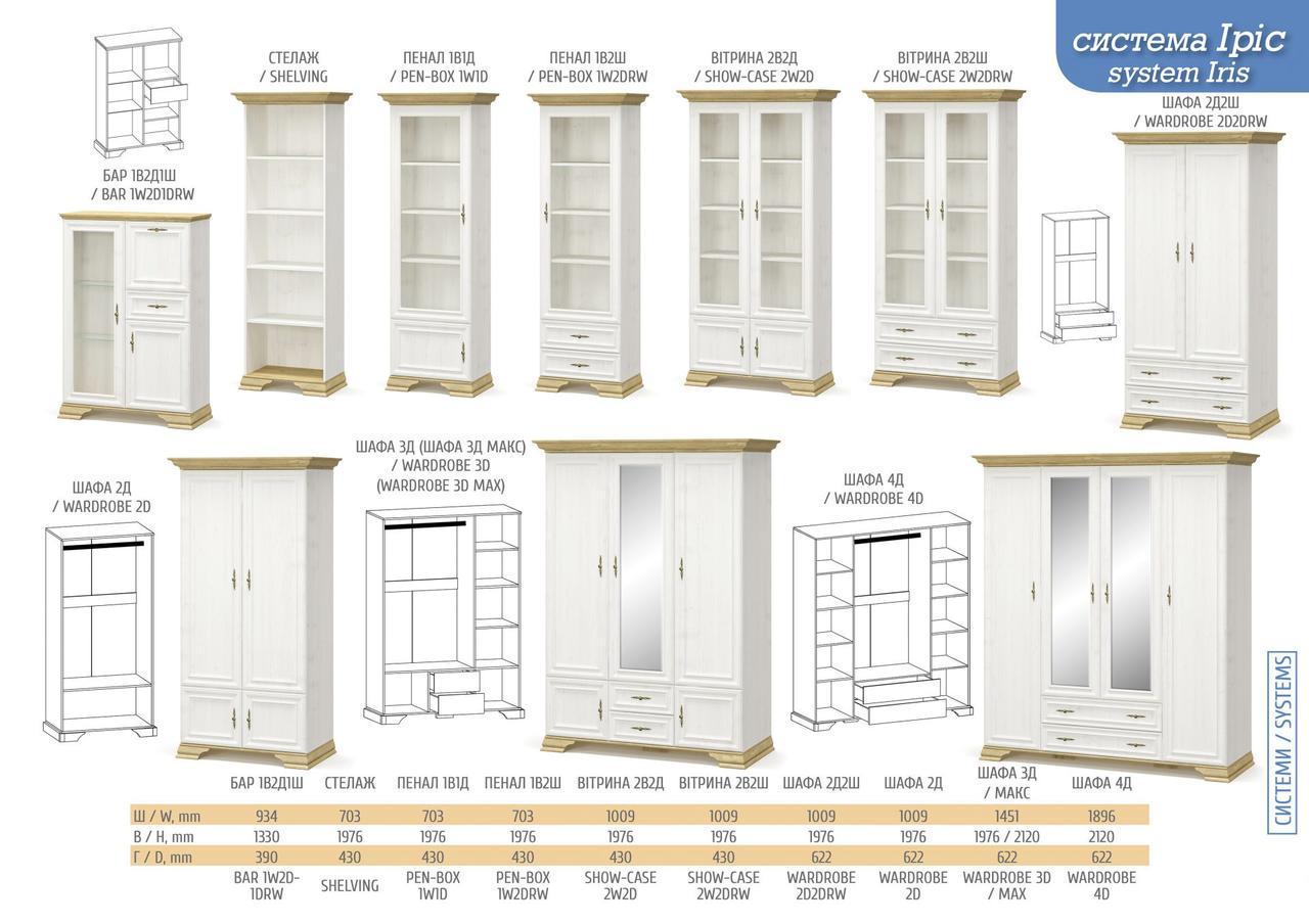 Шафа-вітрина Мебель-Сервіс 2В2Ш Іріс Андерсон пайн (27271711) - фото 4 Шафа-вітрина Мебель-Сервіс 2В2Ш Іріс Андерсон пайн (27271711) - фото 4
