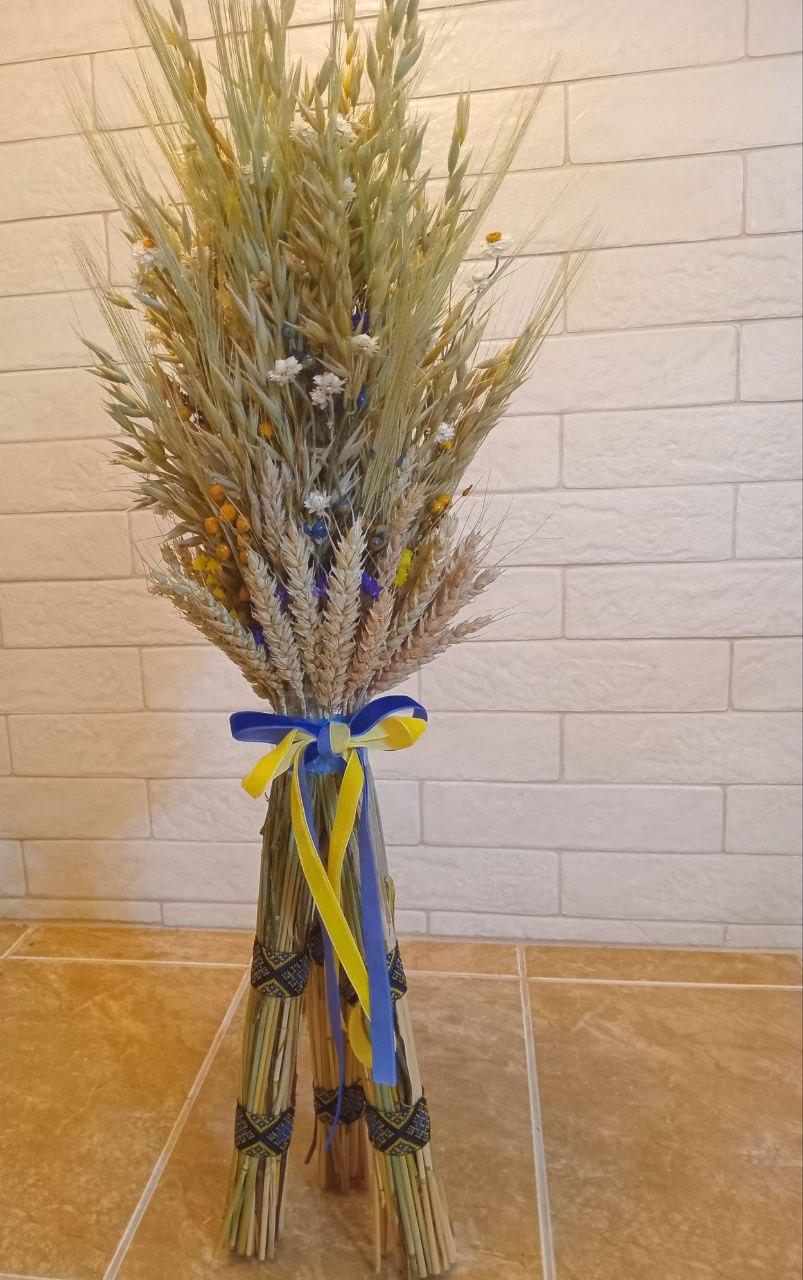 Дидух рождественский из колосья пшеницы/льна и овса на трех ножках 60-65 см с украинской лентой (2814659252) - фото 9 Дидух рождественский из колосья пшеницы/льна и овса на трех ножках 60-65 см с украинской лентой (2814659252) - фото 9