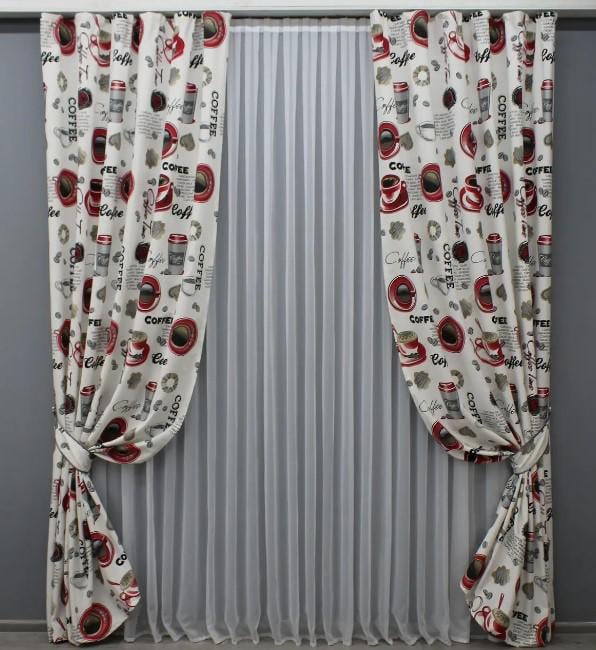 Комплект штор, фотошторы Coffee-House 1,5х2,75 м 2 шт. (1496ш)