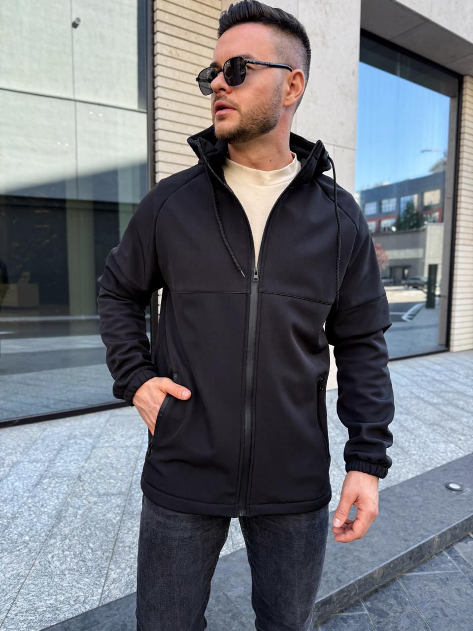 Куртка prime чоловіча softshell водовідштовхувальна з капюшоном XL Чорний (27059/3) Куртка prime чоловіча softshell водовідштовхувальна з капюшоном XL Чорний (27059/3)