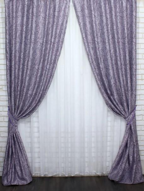 Комплект штор в гостиную/спальню Жаклин двухсторонний блекаут 1,5х2,7 м 2 шт. Сиреневый (645ш) - фото 1 Комплект штор в гостиную/спальню Жаклин двухсторонний блекаут 1,5х2,7 м 2 шт. Сиреневый (645ш) - фото 1