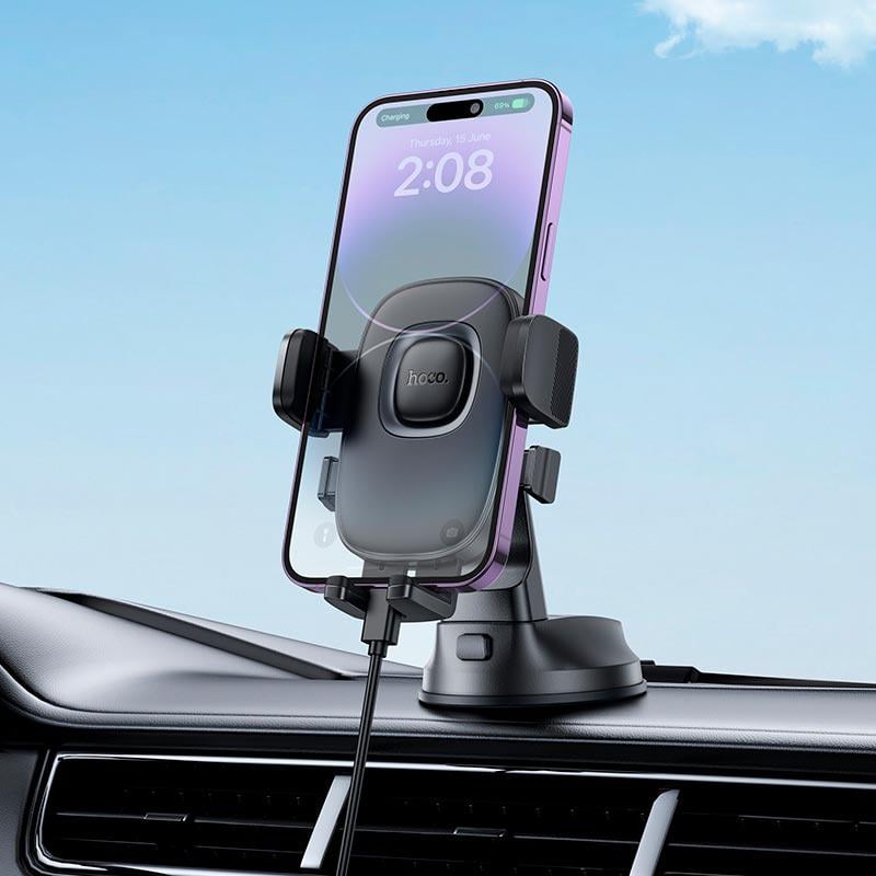 Держатель автомобильный Hoco H76 автозажим для смартфонов 4,5-7" на плоскую поверхность Black (22063) - фото 7 Держатель автомобильный Hoco H76 автозажим для смартфонов 4,5-7" на плоскую поверхность Black (22063) - фото 7