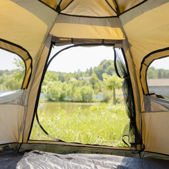 Палатка туристическая шестиугольная трехместная 240х210х130 см Зеленый (LU-020) - фото 13