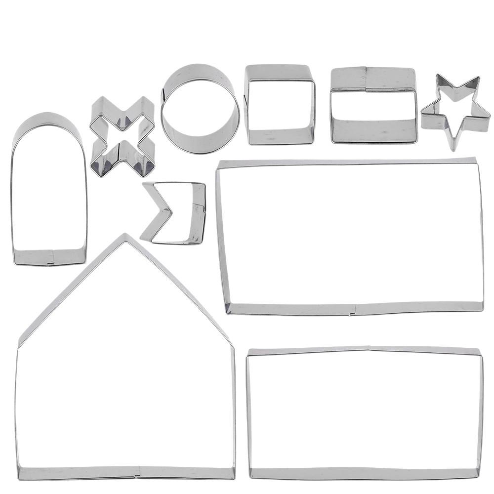 Набор форм для печенья Пряничный домик 3D R91866 10 шт. 18х25 см Стальной (29079765)