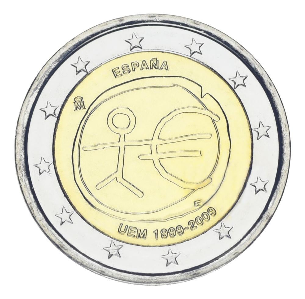 Колекційна монета Іспанія 2 Євро-2009 10 років союзу UNC (KM#1142.1)