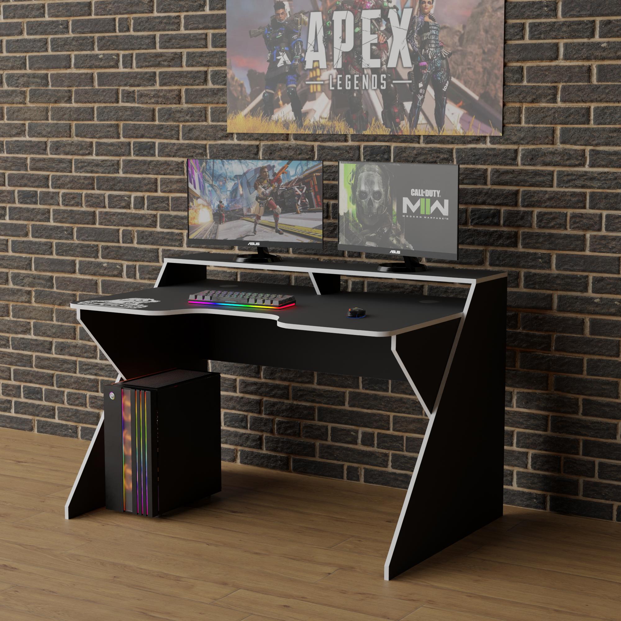 Геймерський стіл Тіса-меблі Rasin RS-9 130х88х85 см Чорний/Білий - фото 3