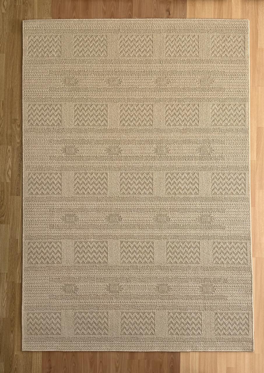 Ковер безворсовый однотонный рогожка прямоугольный стойкий к мойке 80х150 см Светло-бежевый (90031-0202)