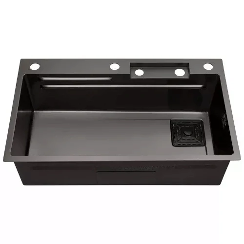 Мойка кухонная Kroner KRP PVD Schwarze SET7545HM (2667608038)