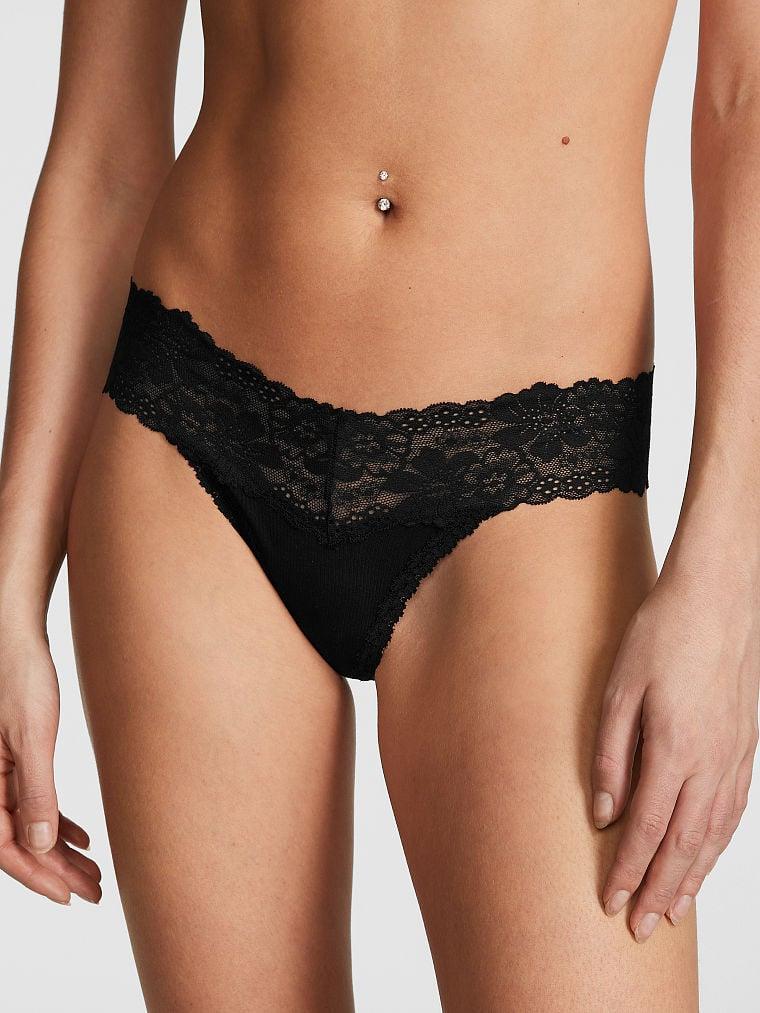 Трусики женские Victoria's Secret Everyday Lace Trim XS Черный (2094748155)