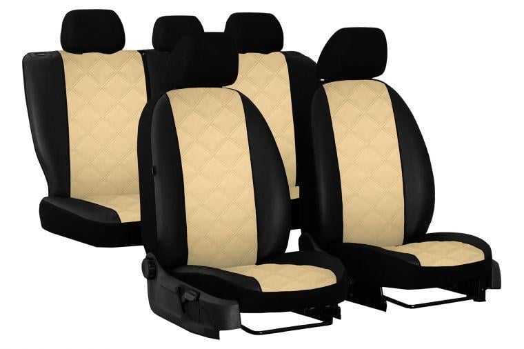 Универсальные авточехлы Pok-ter Elit Hyundai i10 2007-2014 экокожа с бежевой вставкой