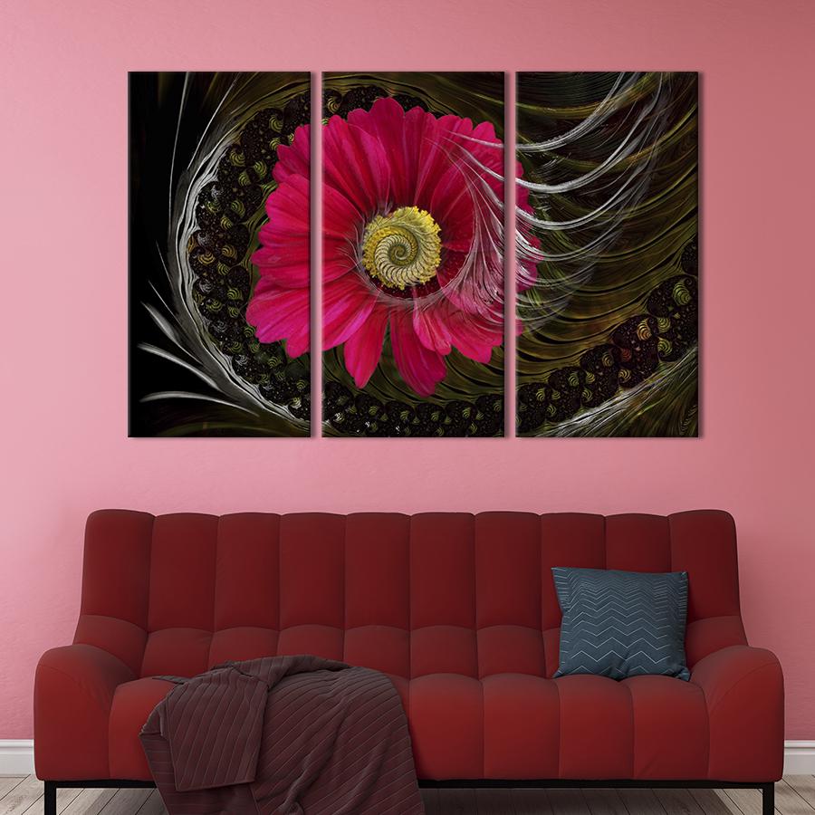 Картина на полотні триптих Фантастична малина квітка 156x100 см (806-31)