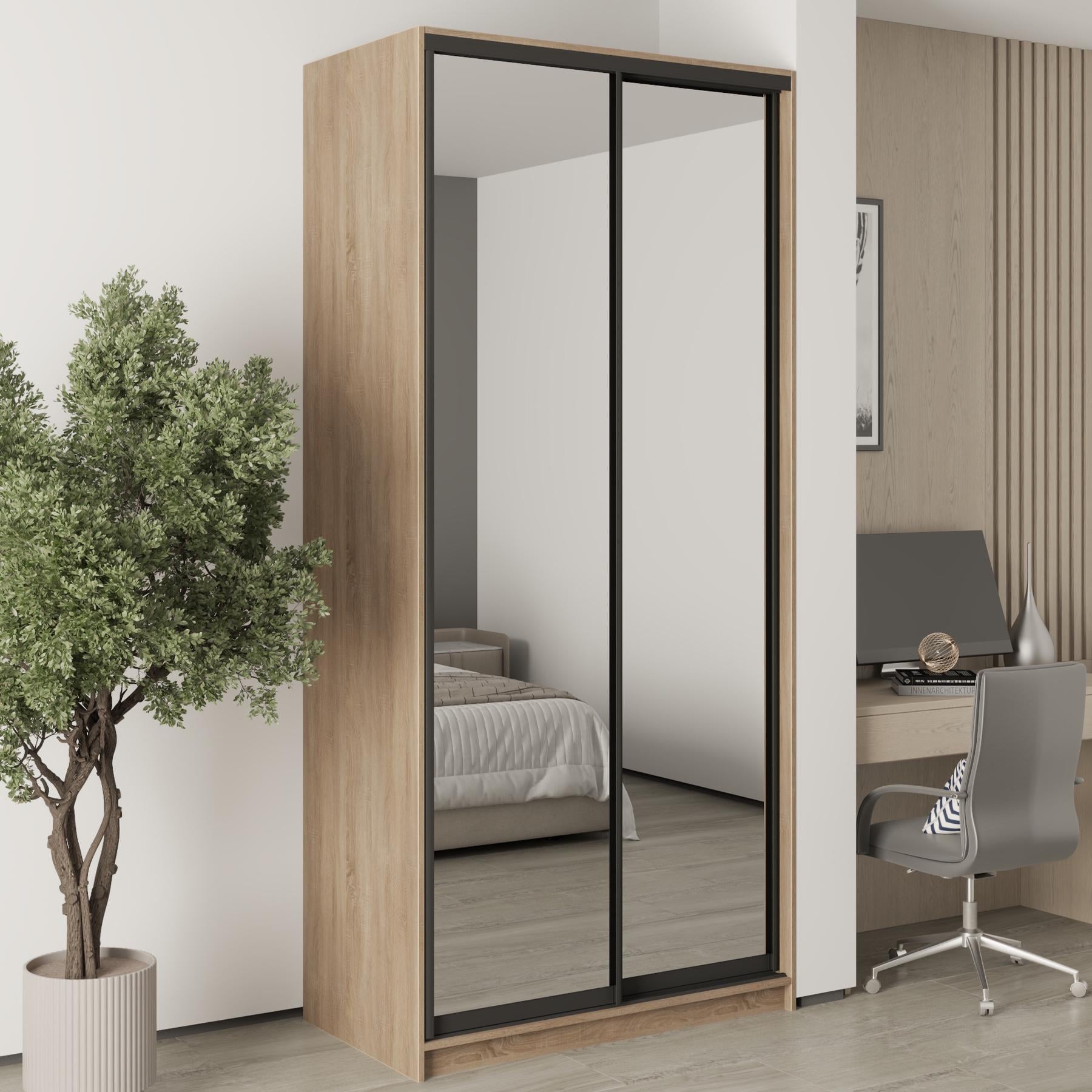 Шкаф-купе двухдверный MebelStar Стандарт BG 2 зеркала 110x45x240 см Дуб сонома (MBS-10337)