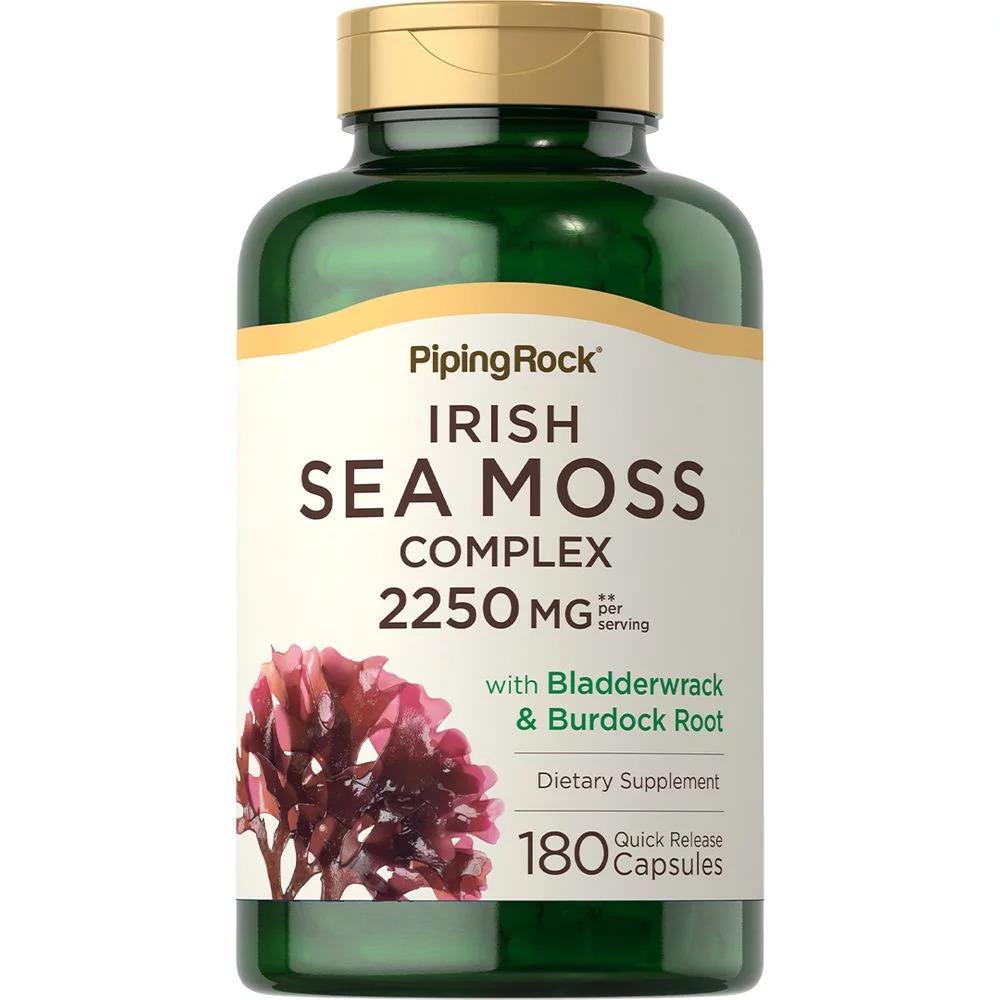 Комплекс ирландского морского мха Piping Rock Irish Sea Moss Complex with Bladderwrack Burdock Root 2250 mg per serving 180 капсул