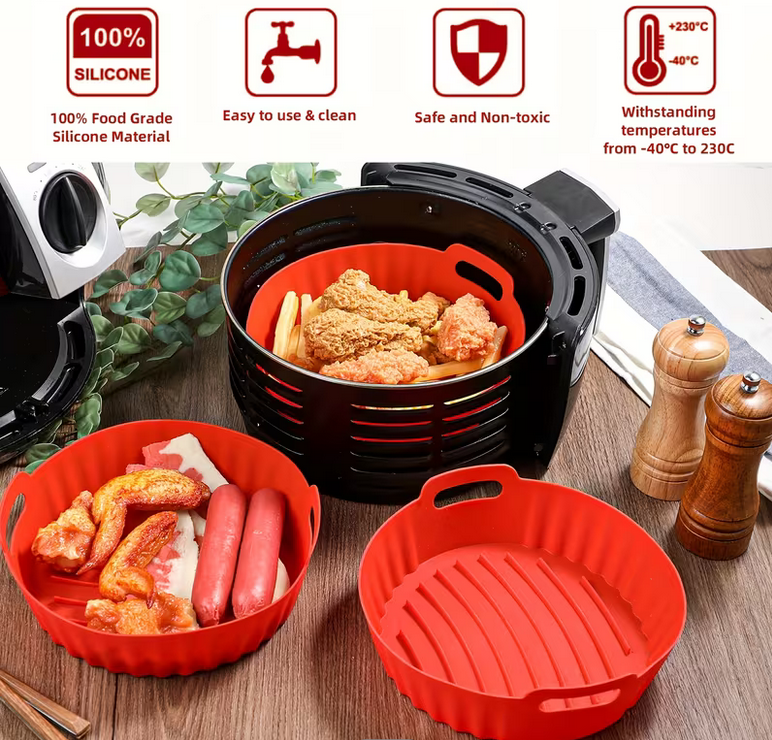 Форма силиконовая круглая для аэрогрилей и аэрофритюрниц Красный (Q-299-R) - фото 3 Форма силиконовая круглая для аэрогрилей и аэрофритюрниц Красный (Q-299-R) - фото 3